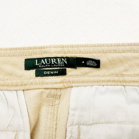 Lauren Ralph Lauren Cargo Carpenter Style Denim Jeans Cream/Tan Size 04 - Picture 8 of 9